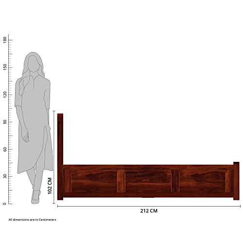 Image of Solid Sheesham Wood Navis Queen Size Bed with Box Storage Palang Cots Wooden Double Beds for Bedroom, Living Room, Hotel and Home (Honey Finish)