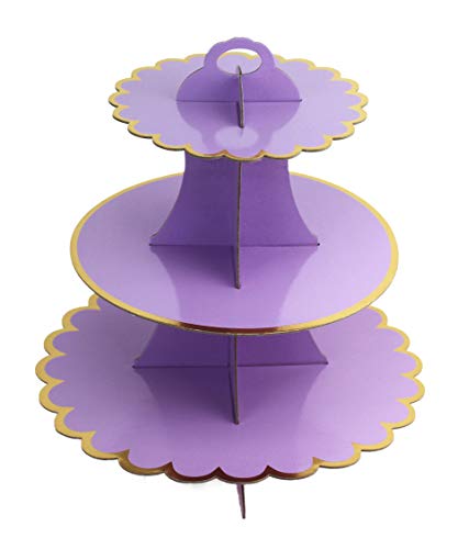 CiMi Torre/Cartón Cupcake Soportes – 3 Nivel Postre Cupcake árbol Pantalla Soporte – Baby Showers, Bodas, Cumpleaños 30.5cm * 32,5cm (L x H) (Púrpura)