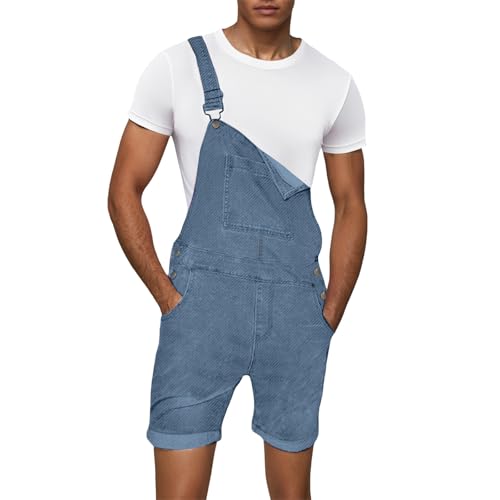 Salopette cargo rétro pour homme avec poches pratiques et short en jean