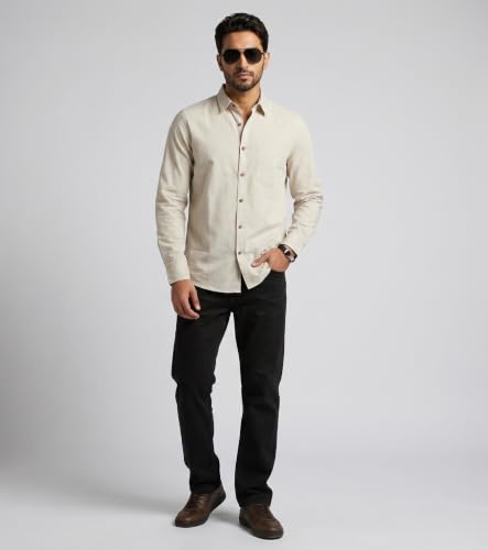 Image of Amazon Brand - INKAST Men Solid Cotton Shirt | Casual Wear | Basic Essential Plain Everyday & Office Wear | Full Sleeve | Regular Fit