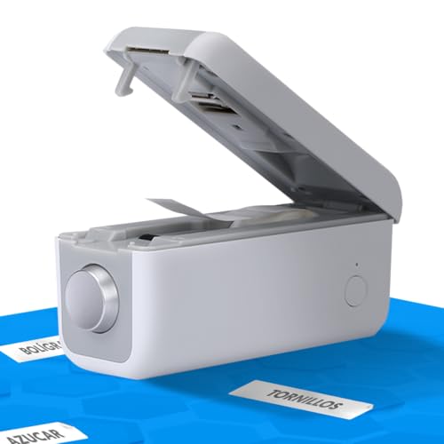 NK Etiquetadora Portátil - Impresora de Etiquetas Autoadhesivas, Fotos Móvil, Pegatinas, Compatible con iOS y Andorid, Oficina y Hogar, Etiquetas 13 * 300 mm, Batería 1000 mAh, 203 dpi, Color Blanco