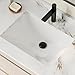 Stylish Bathroom Sink 21 1/4 x 14.5 Inch Ceramic Porcelain Undermount Rectangular Bathroom Sinks Shiny Enamle Glaze Finish with Chrome and Matte Black Overflow, P-203