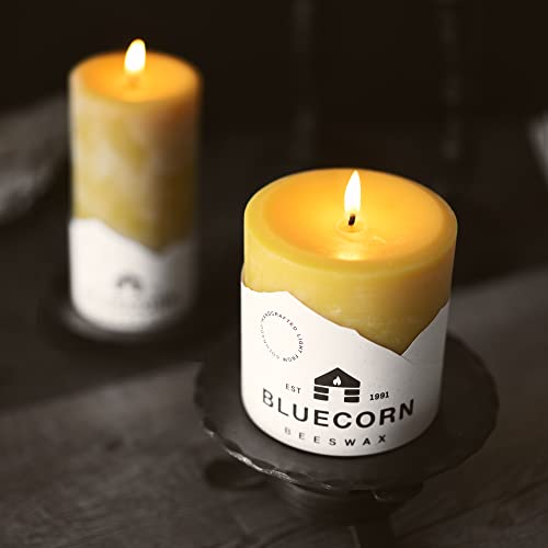 Bluecorn Beeswax BP-48-R 100% Pure Beeswax Pillar Candles | Natural Beeswax Candles, Unscented Yellow Candles | Soy, Paraffin thumb #3