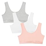 INNERSY Training Bras for Girls Wireless Comfortable Cotton Sports Bra 3 Packs(Large,Cloudy Pastels)
