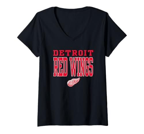 Women's Detroit Red Wings Slap Shot NHL Officially Licensed V-Neck T-Shirt
