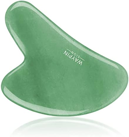Jade Gua Sha Stone Tool for Face and Body Skin Massage, Daily Anti-Aging Health and Skin Care Tool, for SPA Acupuncture Therapy (Green A)