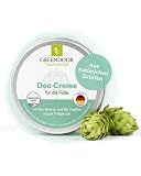 GREENDOOR Fußdeodorant Creme 50 ml I Aluminiumfreies Fußpflege Deodorant gegen Fußgeruch I Mit Bio-Ajowan & Salbei für natürliche Frische I Vegane Naturkosmetik ohne Alkohol & Parabene