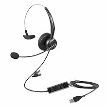 Light-weight, single ear headset with extended microphone for home/office/gaming/call centre/business use; Universal USB connector, compatible with desktop PCs, Laptop, All-in-One PCs, HTPCs etc; Fully adjustable headband, soft faux leather ear cushi...