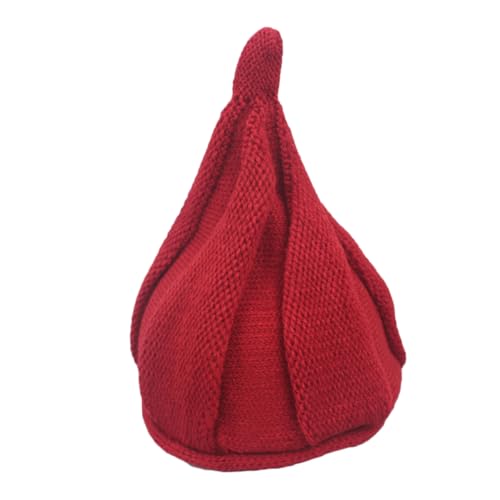 Pointy Knitted Beanie Hat for Stylish Red Wine Winter Hat for Boys Comfortable Fit Easy Care Warm Fashionable for Cold Weather
