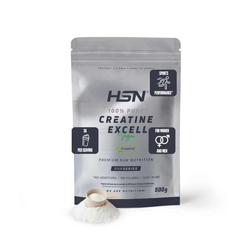 HSN Creatina 100% CREAPURE en Polvo Sin Sabor 500g | 100% Monohidrato de Creatina Micronizada | Incluye Dosificador de 10ml | Sin Añadidos y Libre de Contaminantes | No-GMO, Vegano, Sin Gluten