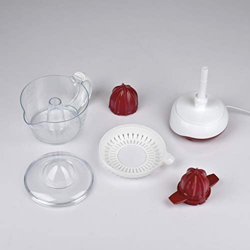 Girmi SR02 Spremiagrumi Elettrico, 25 W, Doppia rotazione, Capacità 700cc, Doppia coppa di spremitura piccola e grande, Rosso/Bianco - Immagine 4