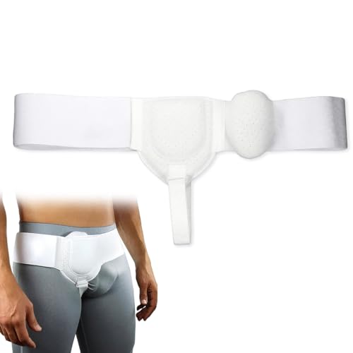 LAKJUOZ Faja Hernia Inguinal Cinturón De Hernia Para Hombres Y Mujeres Flexible Ajustable Hernia De Apoyo Alivio Del Dolor Con Almohadillas Compresión Extraíble Hernia Izquierda Y Derecha (Blanco)