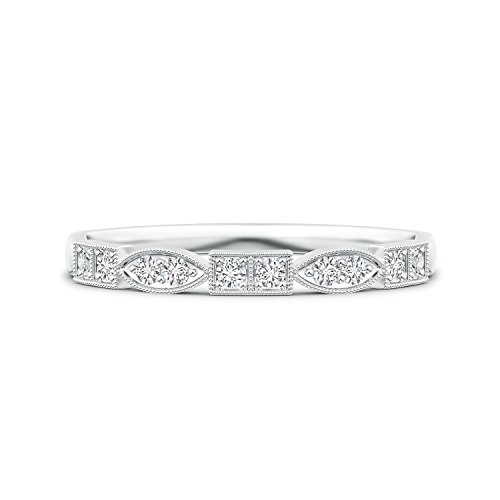 PURE IGNIS April Birthstone Lab Created HSI2 Diamond Alternate Marquise, Square Womens Band in 14k White Gold (0.14 ctw, Ring Size 7.5)