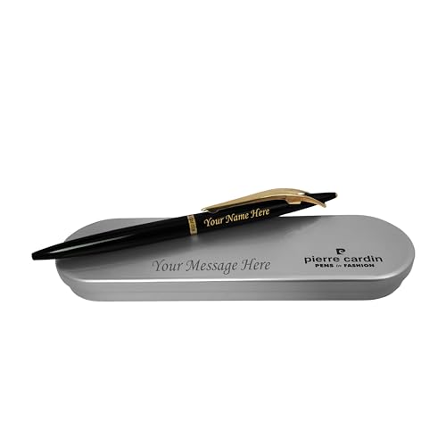 Image of SAVRI Personalized PC Black Slim Ball Point Pen - Name & Message Engraved on Case - Ball Pen with Twist Mechanism | Ideal for Festive & Corporate Gifting, Christmas, New Year | Customized Gifts