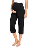Joyaria Capri Schwangerschaftshose Damen Umstandshose Bambus Viskose Schwangerschafts Umstands Jogginghose Maternity Caprihosen (Schwarz, XL)