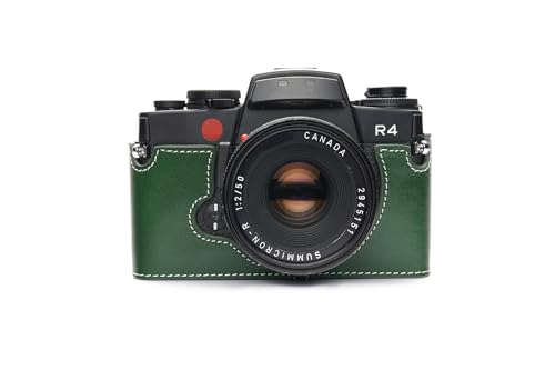 Housse pour Leica R4 cuir véritable vert l'élégance vintage préservée