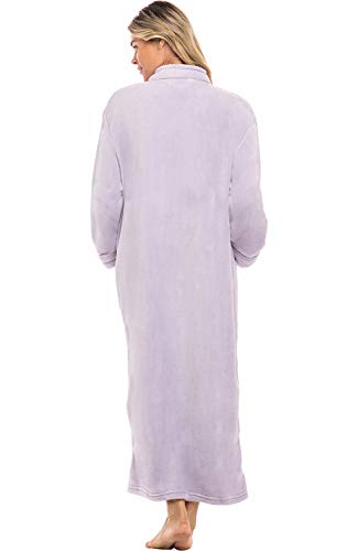 Image of Alexander Del Rossa Long Zip Up Robes, Plush Zipper Robes for Plus Size, Housecoats Zipper Front