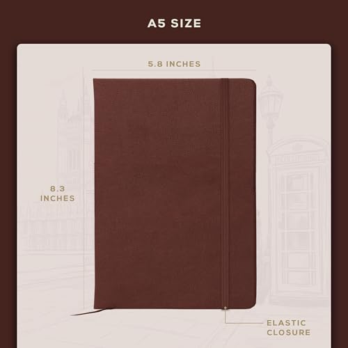 BEECHMORE BOOKS Premium Lined Journal Notebook, 5" x 8" (A5) Hardcover Vegan Leather Personal Diary, Thick 120gsm Ivory Cream Paper, Gift Box for Men & Women (Chestnut Brown)