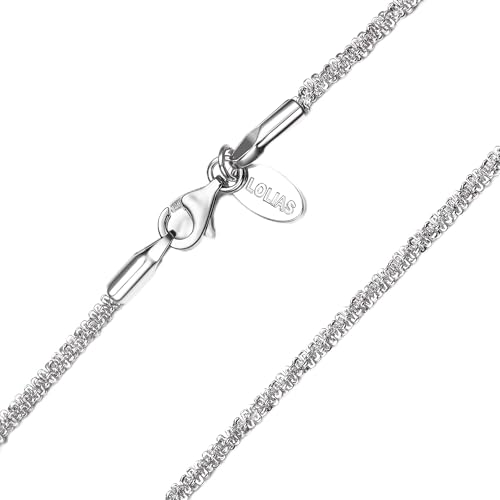 LOLIAS Collar Plata Ley 925 para Mujer Cadenas Plata Delicadas para Mujer Collar Gargantilla Cadena Plata Larga 1,9 MM para Mujer y Hombre Regalos Joyería Brillante 40/45/50/55 CM