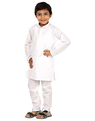 Pijama Kurta blanco para niños conjunto de ropa tradicional de algodón cómodo 2