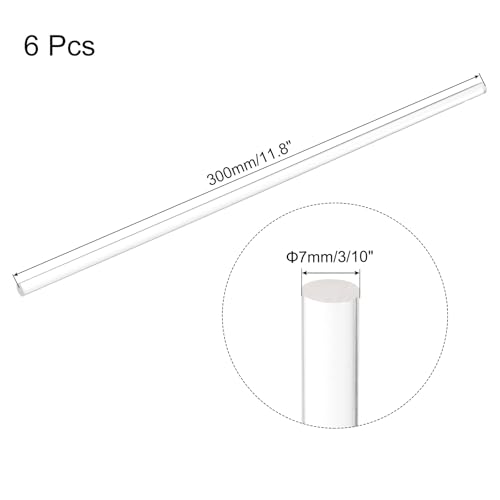 Image of MECCANIXITY 6pcs Acrylic Round Rods 9 /32 inch x 12 inch Clear Acrylic Dowel Rods Sticks Plastic Sticks Strip for DIY Crafts Lighting Gardening Decoration - 7mm x 300mm
