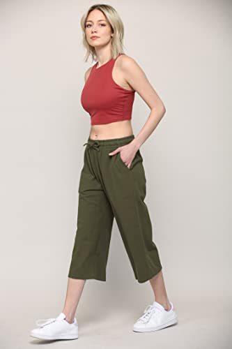 Image of Lock and Love Womens Capri Pants Loose Yoga Pants Wide Leg Drawstring Comfy Lounge Pajama Capris Sweatpants with Pockets