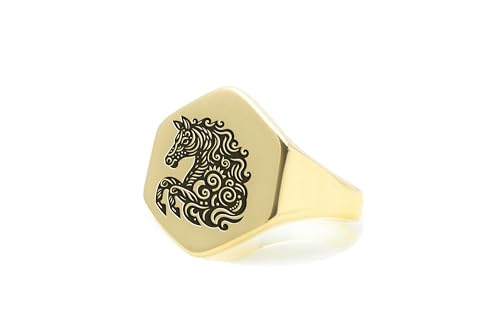Bague en forme d'hexagone personnalisable gravée en or massif 14k