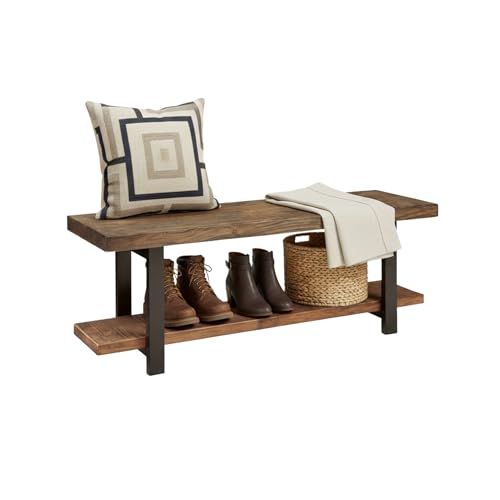 Pomona 48-Inch Entryway Storage Bench with Shelf – Solid Wood