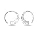 LeCalla Jewelry Sterling Silver Pull Through Hoop Earrings | Round Polished Chevron Pull Through Fashion Hoop Earrings for Women | Women's Threader Earrings 16MM