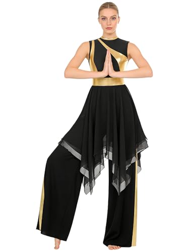 Amazon.com: YOOJOO Women Praise Dance Outfit Metallic Block