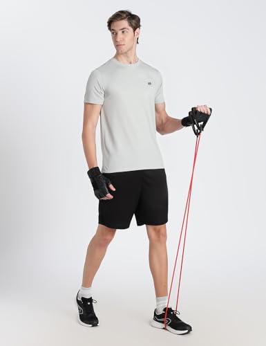 Image of Pump'd Men's Solid Textured Activewear Regular Fit Sports | Activewear | Running | Gym | Plain T-Shirt | Round Neck