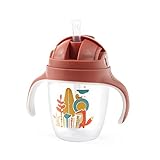 Babyono Trinklernbecher ab 6 Monate - Auslaufsicher & mit Strohhalm - BPA-frei - Trinkbecher mit Griffen für Säuglinge & Kleinkinder 240 ml - Geeignet für Spülmaschine (Rot)