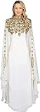 Royal White Islamic Modern Elegant Dubai Moroccan Caftan Arabic Party Wear Beach Kaftan Maxi Floor Length Evening Gowns Dress (White)