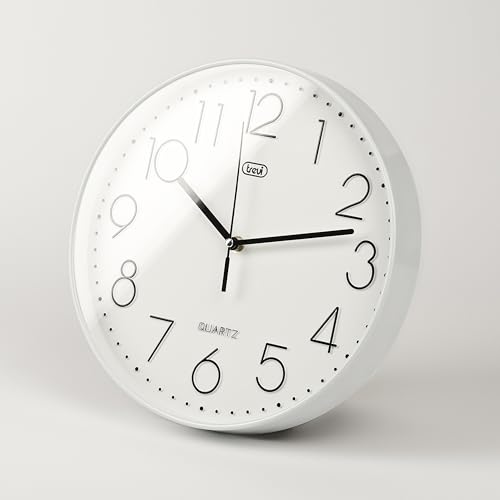 Trevi OM 3508 S Orologio da Parete 30cm Movimento Silenzioso Numeri in Rilievo Bianco - 5