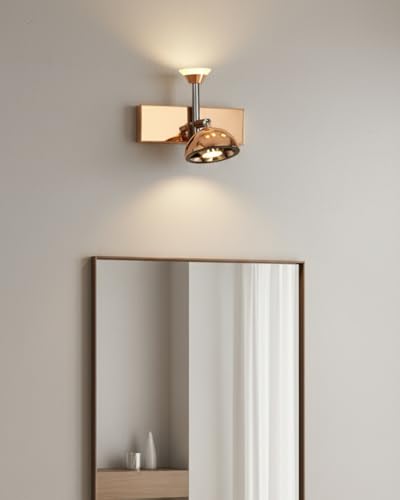 Image of swanart Modern Rose Gold and Black Wall Sconce - Adjustable LED Wall Light with Bell Shade, Energy Efficient, Ideal for Living Room, Bedroom, and Office Decor