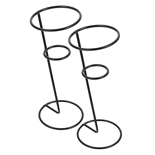 Luxshiny 2Piezas Soporte de Cono Metal Negro de Fiestas Cafés Servir Helados Sushi