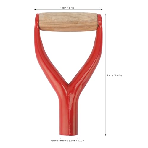 Schaufelgriff, Metallschaufel, Schaufelgriff, kurzer Griff, Schaufel mit Holzgriff für den Garten, Y-Form, 12,22 Zoll Innendurchmesser (Rot)
