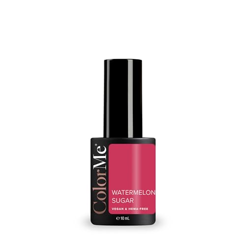 ColorMe Esmalte de Uñas en Gel Semipermanente 10 ml UV/LED Rosa Fucsia Watermelon Sugar - Sin HEMA y 100% Vegano - Larga Duración, Brillo Intenso y Acabado Profesional - Laca de Uñas