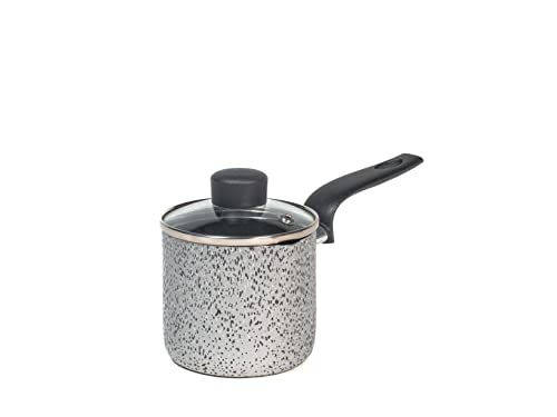 Home Salt Npepper - Hervidor de leche de aluminio con revestimiento antiadherente, tapa de cristal, 10 cm