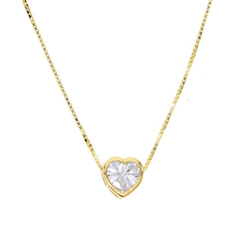 Collier cubic zirconia argent 925 solitaire maille boîte femme