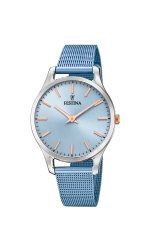 FESTINA Reloj Modelo F20506/2 de la colección Boyfriend Collection, Caja de 34 mm Correa de Acero Azul Claro para señora