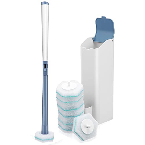 LEPO Toilet Brush Refill, Toilet Brush Wand Tool Set with 8 Toilet Refill Heads, White