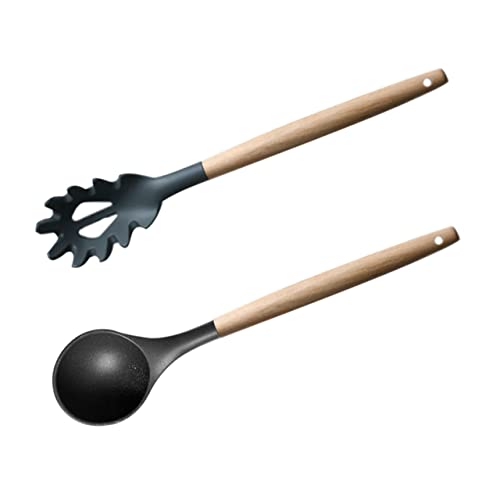 STOBAZA 1Set Kitchen Utensils Spaghetti Spoon Soup Ladle with Handle Non Stick Cooking Tools for Home and Restaurant Use Comfortable Grip Design