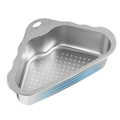Coladores para cocina, escurridor triangular para fregadero, colador de acero inoxidable, estante de almacenamiento de diseño triangular para cocina, cesta de drenaje de fregadero para colador de