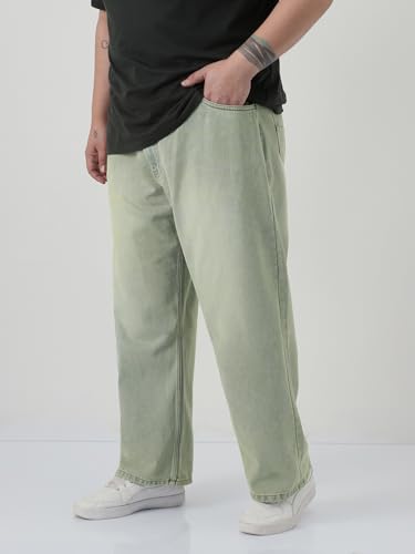 Image of Urbano Plus Men's Loose Baggy Fit Heavy Washed Jeans Non-Stretchable