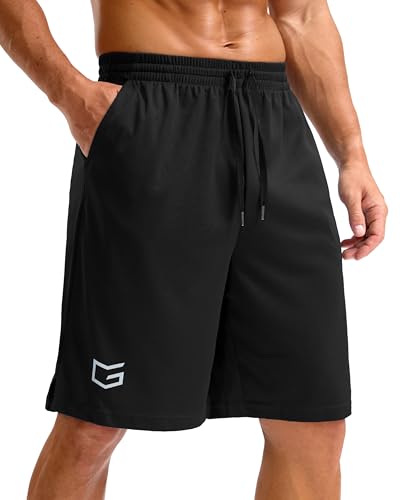 G Gradual Men's Athletic Workout Shorts with Pockets 5"/7"/9" Lightweight Quick Dry Gym Basketball Running Shorts for Men(Black,9-L)