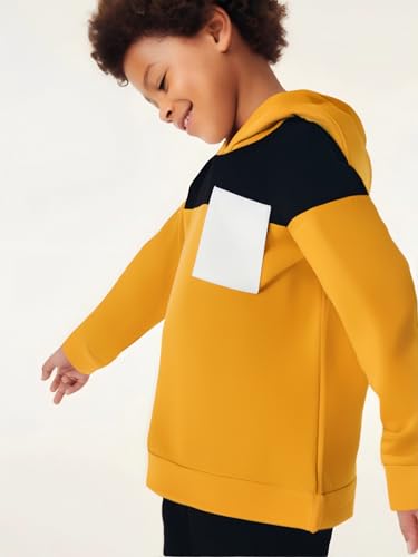 Image of Boys Clothes 2pcs Tween Boy Color Block Hoodie + Pants Little Boys Fall Winter Outfits Set, 4-12 Years