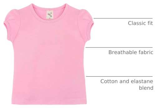 Image of Lilax Girls Short Puff Sleeve Cotton T-Shirt, Toddler & Little Girls Top | 95% Cotton Puff Sleeve Tee; Crewneck, Short Sleeve; Toddler & Girls Sizes 2T-12; for School, Play & Everyday; Machine Wash