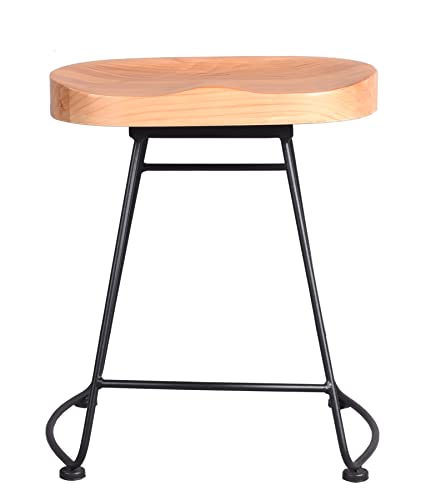 Diwhy 18.7”Height,Hump Surface,Fully Welded Set of 2 Industrial Vintage Rustic Breakfast Dining Stool,Wooden Top Farmhouse Dining Chair