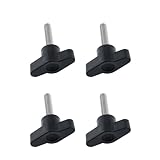 RLECS 4PCS 304 Stainless Steel Z Type Handle M6 Thumb Screw Plastic Head Mechanical Handle Bolt T-Shaped Wing Adjustable Knob Thumb Screw Thread Length: 25mm/1inch (Black)